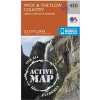 Ordnance Survey Explorer Active 450 Wick & The Flow Country Map With Digital Version, Orange