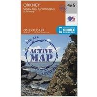 Ordnance Survey Explorer Active 465 Orkney - Sanday, Eday, North Ronaldsay & Stronsay Map With Digital Version, Orange