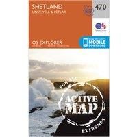 Ordnance Survey Explorer Active 470 Shetland - Unst, Yell & Fetlar Map With Digital Version, Orange