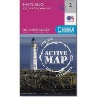 Landranger Active 2 Shetland Sullom Voe & Whalsay Map With Digital Version, Pink