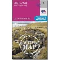 Landranger Active 4 Shetland South Mainland Map With Digital Version, Pink