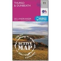Ordnance Survey Landranger Active 11 Thurso & Dunbeath Map With Digital Version, Pink