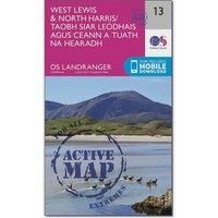 Ordnance Survey Landranger Active 13 West Lewis & North Harris Map With Digital Version, Pink/D