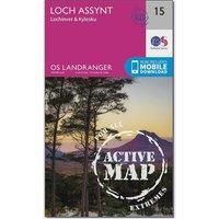 Ordnance Survey Landranger Active 15 Loch Assynt, Lochinver & Kylesku Map With Digital Version, Pink