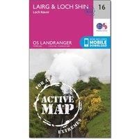 Ordnance Survey Landranger Active 16 Loch Assynt, Lochinver & Kylesku Map With Digital Version, Pink