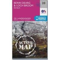 Ordnance Survey Landranger Active 20 Beinn Dearg & Loch Broom Map With Digital Version, Pink
