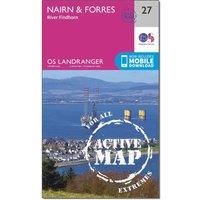 Ordnance Survey Landranger Active 27 Nairn & Forres, River Findhorn Map With Digital Version, Pink/D