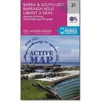 Ordnance Survey Landranger Active 31 Barra & South Uist, Vatersay & Eriskay Map With Digital Version, Pink/D
