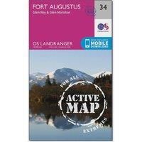 Ordnance Survey Landranger Active 34 Fort Augustus, Glen Roy & Glen Moriston Map With Digital Version, Pink