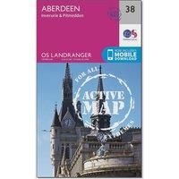 Ordnance Survey Landranger Active 38 Aberdeen, Inverurie & Pitmedden Map With Digital Version, Pink