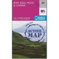 Ordnance Survey Landranger Active 39 Rum, Eigg & Muck Map With Digital Version, Pink