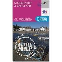 Ordnance Survey Landranger Active 45 Stonehaven & Banchory Map With Digital Version, Pink