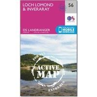 Ordnance Survey Landranger Active 56 Loch Lomond & Inveraray Map With Digital Version, Pink/D