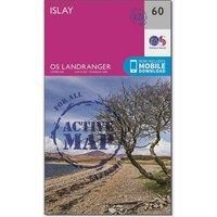Ordnance Survey Landranger Active 60 Islay Map With Digital Version, Pink