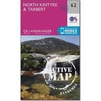 Ordnance Survey Landranger Active 62 North Kintyre & Tarbert Map With Digital Version, Pink