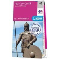 Ordnance Survey Landranger Active 63 Firth of Clyde, Greenock & Rothesay Map With Digital Version, Pink/D