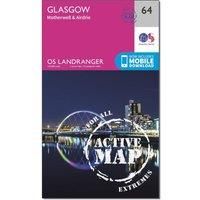 Ordnance Survey Landranger Active 64 Glasgow, Motherwell & Airdrie Map With Digital Version, Pink