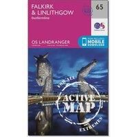 Ordnance Survey Landranger Active 65 Falkirk & Linlithgow, Dunfermline Map With Digital Version, Pink
