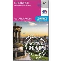 Ordnance Survey Landranger Active 66 Edinburgh, Penicuik & North Berwick Map With Digital Version, Orange