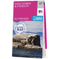 Ordnance Survey Landranger Active 67 Duns, Dunbar & Eyemouth Map With Digital Version, Pink