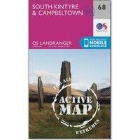 Ordnance Survey Landranger Active 68 South Kintyre & Campbeltown Map With Digital Version, Pink