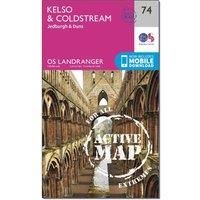 Ordnance Survey Landranger Active 74 Kelso & Coldstream, Jedburgh & Duns Map With Digital Version, Pink/D