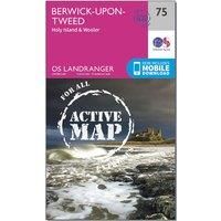 Ordnance Survey Landranger Active 75 Berwick-upon-Tweed Map With Digital Version, Pink