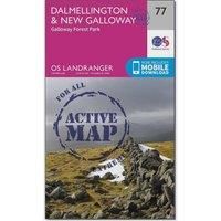 Ordnance Survey Landranger Active 77 Dalmellington & New Galloway, Galloway Forest Park Map With Digital Version, Pink