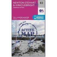 Ordnance Survey Landranger Active 83 Newton Stewart & Kirkcudbright, Gatehouse of Fleet Map With Digital Version, Pink/D