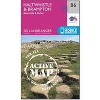 Ordnance Survey Landranger Active 86 Haltwhistle & Brampton, Bewcastle & Alston Map With Digital Version, Pink