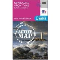 Ordnance Survey Landranger Active 88 Newcastle upon Tyne, Durham & Sunderland Map With Digital Version, Pink