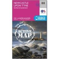 Ordnance Survey Landranger Active 88 Newcastle upon Tyne, Durham & Sunderland Map With Digital Version, Pink