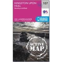 Ordnance Survey Landranger Active 107 Kingston upon Hull, Beverley & Driffield Map With Digital Version, Pink/D