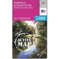 Ordnance Survey Landranger Active 111 Sheffield & Doncaster, Rotherham, Barnsley & Thorne Map With Digital Version, Pink
