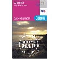 Ordnance Survey Landranger Active 113 Grimsby, Louth & Market Rasen Map With Digital Version, Pink