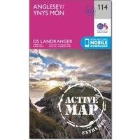 Ordnance Survey Landranger Active 114 Anglesey Map With Digital Version, Pink
