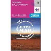 Ordnance Survey Landranger Active 116 Denbigh & Colwyn Bay Map With Digital Version, Pink