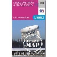 Ordnance Survey Landranger Active 118 Stoke-on-Trent & Macclesfield Map With Digital Version, Pink