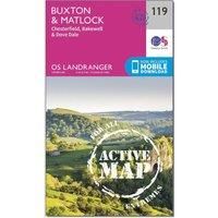 Ordnance Survey Landranger Active 119 Buxton & Matlock, Chesterfield, Bakewell & Dove Dale Map With Digital Version, Pink/D