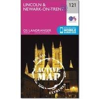 Ordnance Survey Landranger Active 121 Lincoln & Newark-on-Trent Map With Digital Version, Pink
