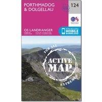 Ordnance Survey Landranger Active 124 Porthmadog & Dolgellau Map With Digital Version, Pink