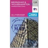 Ordnance Survey Landranger Active 139 Birmingham & Wolverhampton Map With Digital Version, Pink