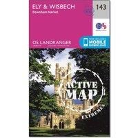 Ordnance Survey Landranger Active 143 Ely & Wisbech, Downham Market Map With Digital Version, Pink