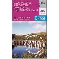 Ordnance Survey Landranger Active 147 Elan Valley & Builth Wells Map With Digital Version, Pink