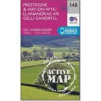 Ordnance Survey Landranger Active 148 Presteigne & Hay-on-Wye Map With Digital Version, Pink/D