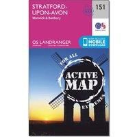 Ordnance Survey Landranger Active 151 Stratford-upon-Avon, Warwick & Banbury Map With Digital Version, Pink/D