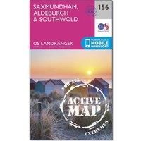 Ordnance Survey Landranger Active 156 Saxmundham, Aldeburgh & Southwold Map With Digital Version, Pink