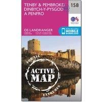 Ordnance Survey Landranger Active 158 Tenby & Pembroke Map With Digital Version, Pink/D