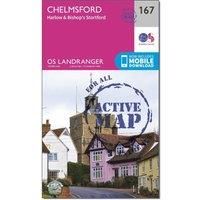 Ordnance Survey Landranger Active 167 Chelmsford, Harlow & Bishop's Stortford Map With Digital Version, Pink