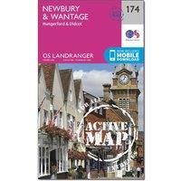 Ordnance Survey Landranger Active 174 Newbury & Wantage, Hungerford & Didcot Map With Digital Version, Pink/D